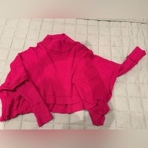 We The Free Fuchsia Knit Sweater bat wing sleeves
